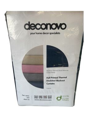 Deconovo Thermal Insulated Blackout Curtains - Navy. 1 pair